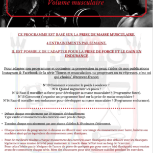 Programme musculation fitness PDF – Avec 6 élastiques ou plus & machines/poids